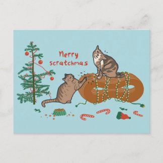 Tarjeta postal de Navidades de Gato Feliz Navidad