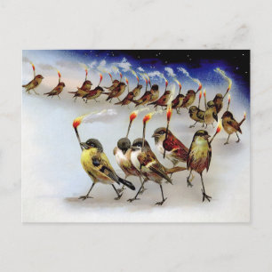Tarjeta postal de Navidades de la turba de aves de