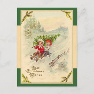 Tarjeta postal de Navidades de niños con duelo de