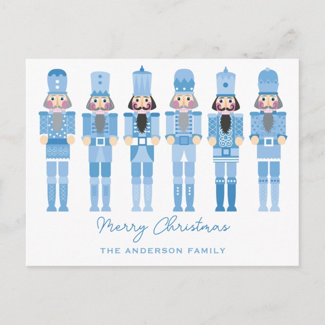 TARJETA POSTAL DE NAVIDADES DE NUTCRACKERS AZULES (Anverso)