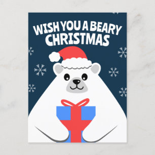 Tarjeta postal de Navidades de oso polar personali