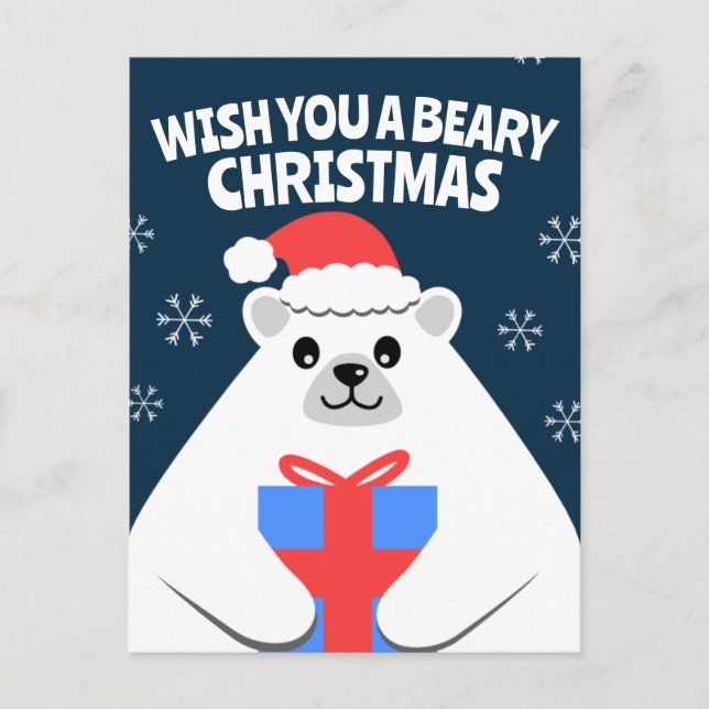 Tarjeta postal de Navidades de oso polar personali (Anverso)