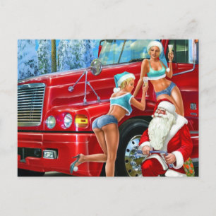 Tarjeta postal de Navidades de Santa Claus y Pin-U