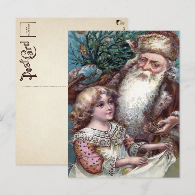 Tarjeta postal de Navidades de Santa Robada marrón (Anverso / Reverso)
