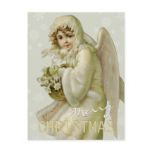 Tarjeta postal de Navidades del ángel de invierno 