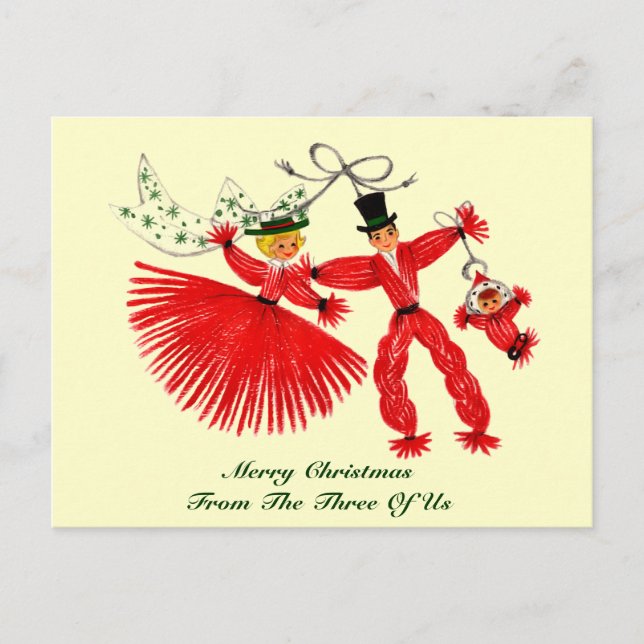 Tarjeta postal de Navidades familiares de época (Anverso)