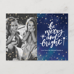 Tarjeta postal de Navidades familiares mora y bril
