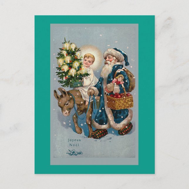 Tarjeta postal de Navidades franceses de época (Anverso)