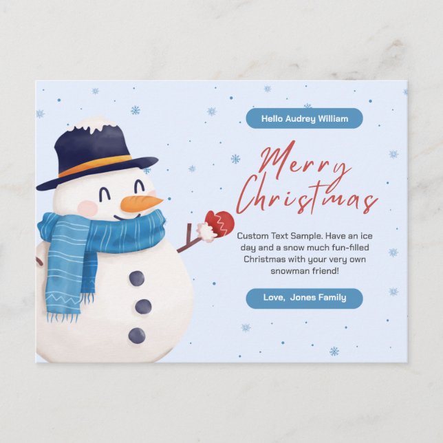 Tarjeta postal de Navidades personalizados (Anverso)