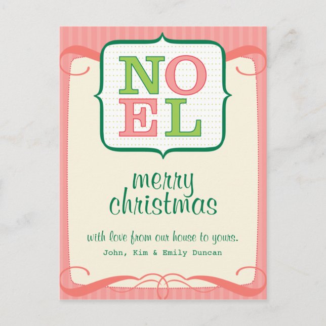 Tarjeta postal de Navidades personalizados de Noel (Anverso)
