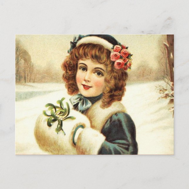 Tarjeta postal de Navidades retro de cosecha perso (Anverso)