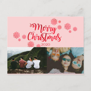 Tarjeta postal de Navidades rojos Purpurinoso rosa