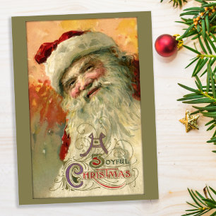Tarjeta postal de Navidades Santa Sonrientes Vinta