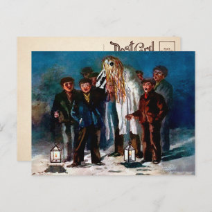 Tarjeta postal de Navidades Vintage Mari Lwyd