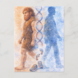 Tarjeta postal de Neandertal a Humano Moderno