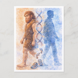 Tarjeta postal de Neandertal a Humano Moderno