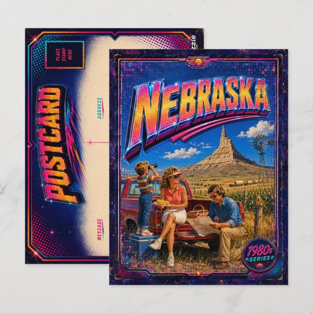 Tarjeta postal de Nebraska de los 80 retro (Anverso / Reverso)