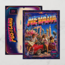 Tarjeta postal de Nevada de los 80 retro