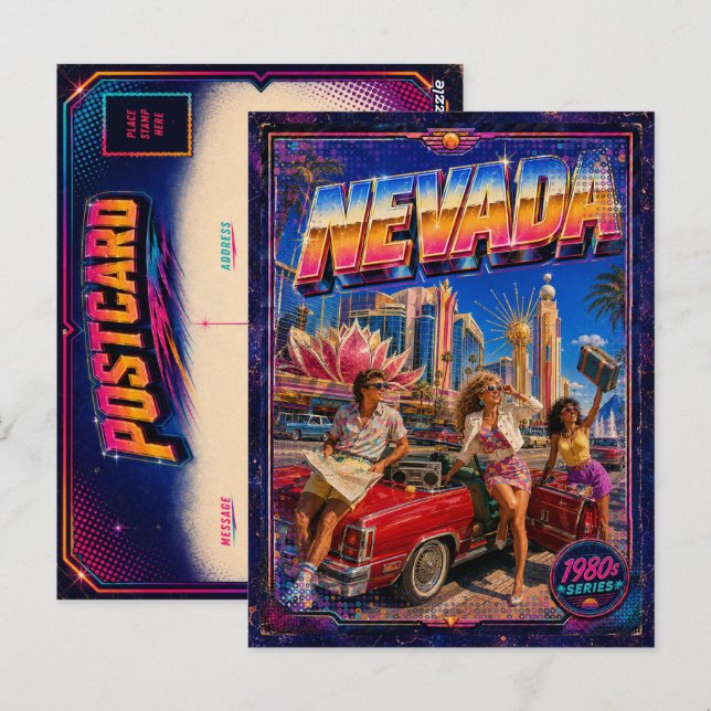 Tarjeta postal de Nevada de los 80 retro (Anverso / Reverso)