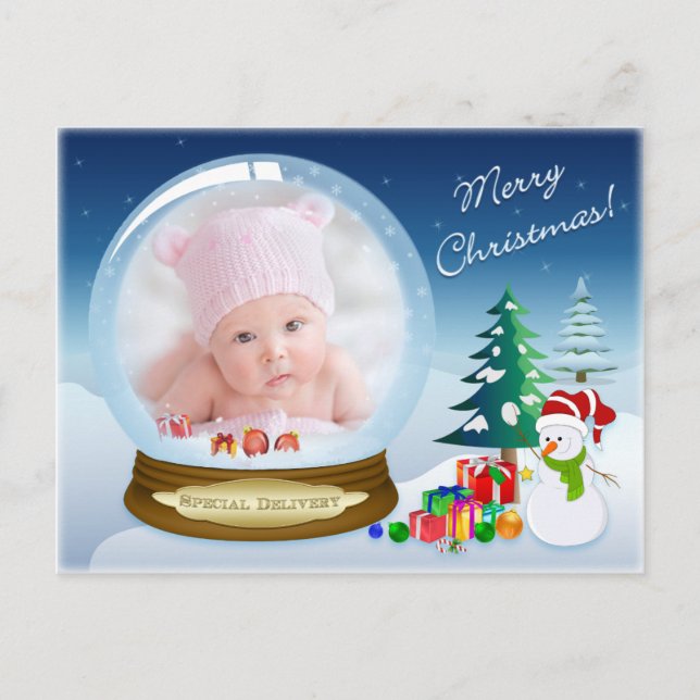 Tarjeta postal de Nieve para Navidades de Snowman (Anverso)