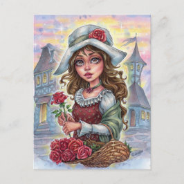 Tarjeta Postal de Niña de las Flores Pueblo de Cue