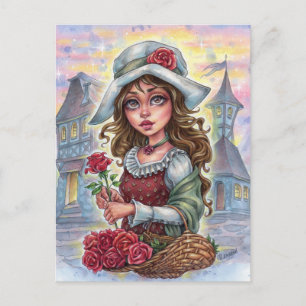 Tarjeta Postal de Niña de las Flores Pueblo de Cue