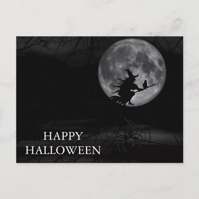 Tarjeta postal de noche espantosa de Halloween con (Anverso)