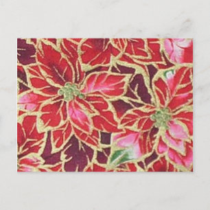 Tarjeta postal de nochebuena roja dorada rosa burd