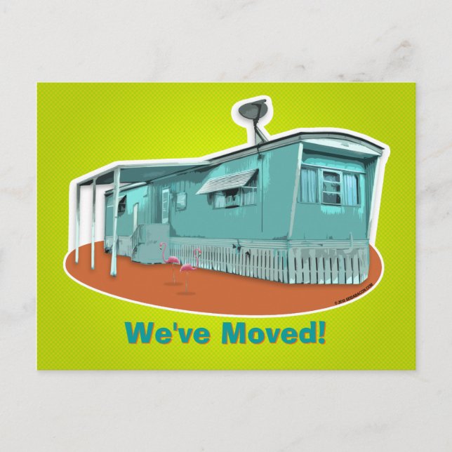 Tarjeta postal de "Nos hemos mudado" para casa móv (Anverso)
