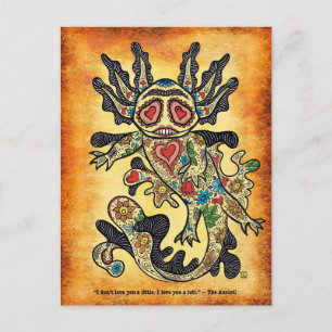 Tarjeta postal de nota de amor de Axolotl