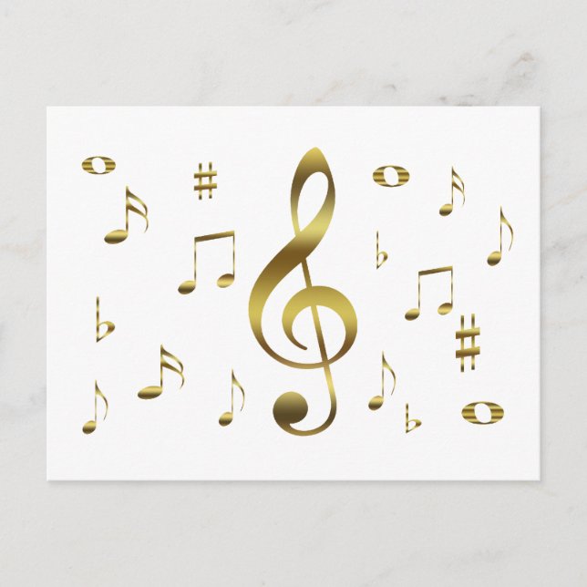 Tarjeta postal de notas musicales de oro (Anverso)