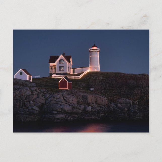 Tarjeta postal de Nubble en Navidad (Anverso)