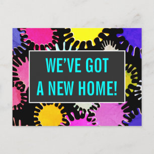 Tarjeta postal de nueva casa feliz y divertida