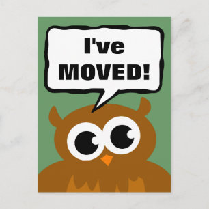 Tarjeta postal de nueva dirección   búho de dibujo