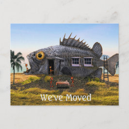 Tarjeta postal de nueva dirección con peces y horm