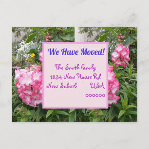Tarjeta postal de nueva dirección de flor rosa, No