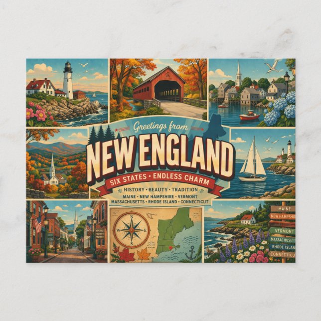Tarjeta postal de Nueva Inglaterra (Anverso)
