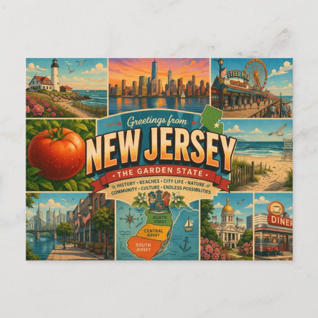 Tarjeta Postal de Nueva Jersey (Anverso)