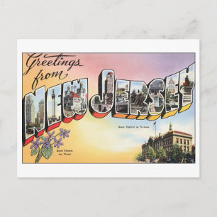 Tarjeta postal de Nueva Jersey de época