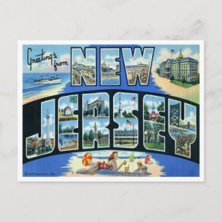 Tarjeta postal de Nueva Jersey de época