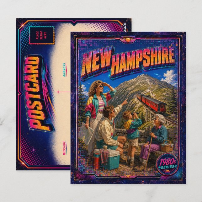 Tarjeta postal de Nueva Jersey de los 80 retro (Anverso / Reverso)