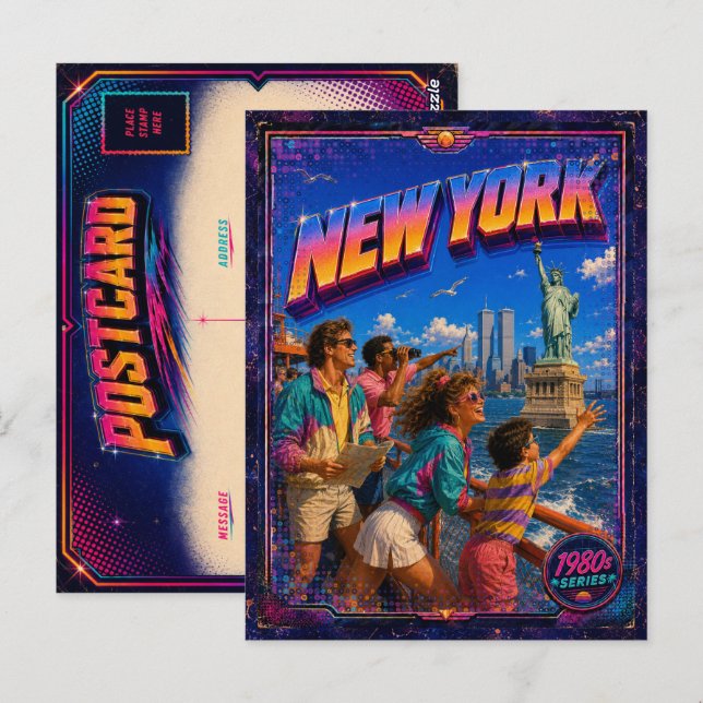 Tarjeta postal de Nueva York de los 80 retro (Anverso / Reverso)