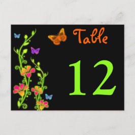 Tarjeta postal de número de tabla de mariposas y f
