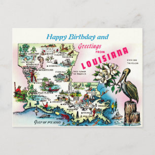 Tarjeta postal de ocasión vintage del mapa de Loui