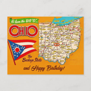 Tarjeta postal de ocasiones del mapa de Ohio
