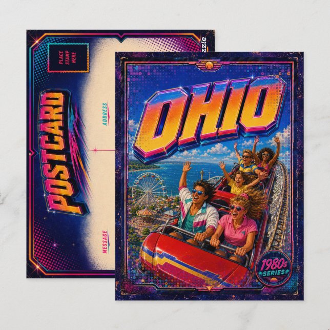 Tarjeta postal de Ohio de los 80 retro (Anverso / Reverso)