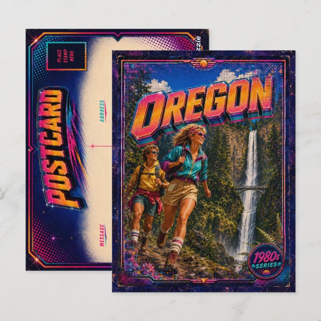 Tarjeta postal de Oregón de los 80 retro (Anverso / Reverso)