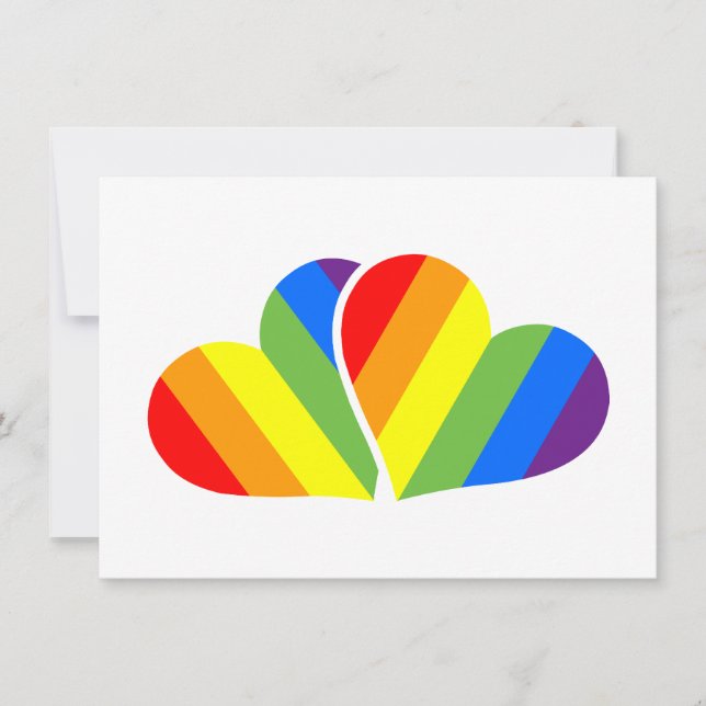 Tarjeta postal de orgullo de corazones de arcoíris (Anverso)