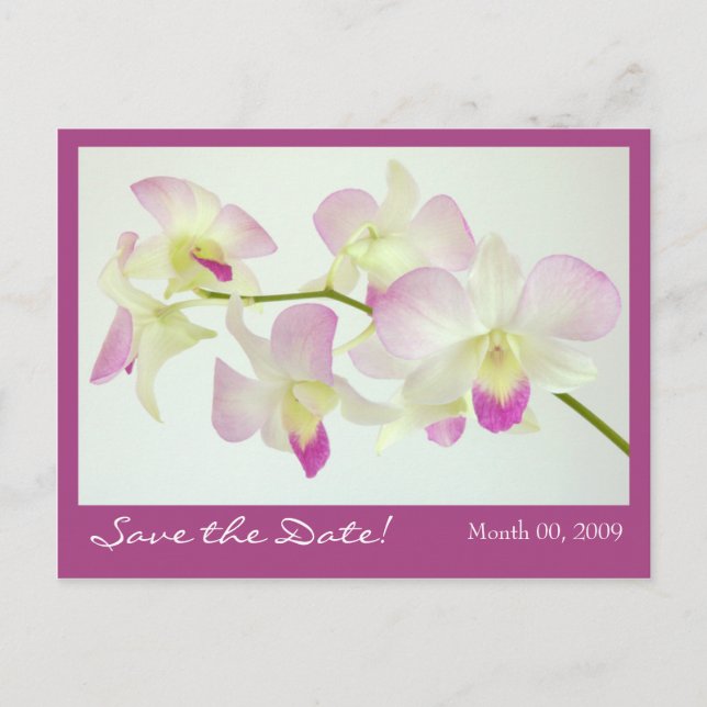 Tarjeta postal de orquídeas, ¡Guarda la fecha! (Anverso)