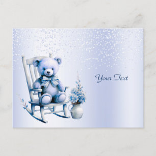 Tarjeta postal de oso bebé azul acuarela